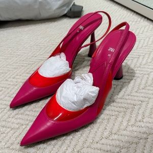 Zara Pink and Orange Pumps, size 8